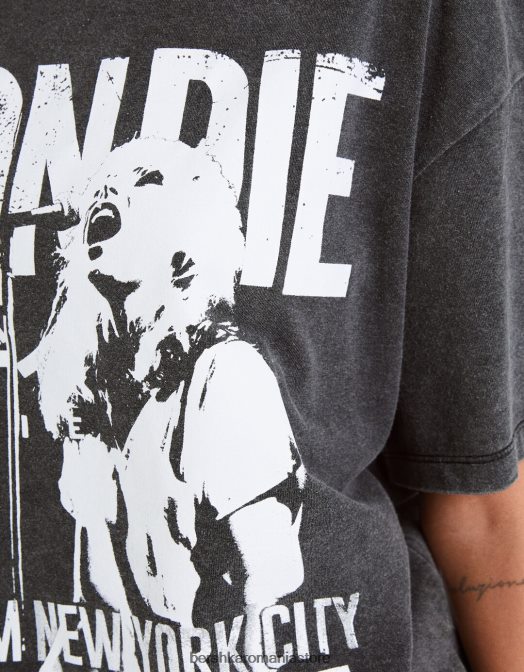 Bershka femei tricou cu maneca scurta cu imprimeu blondie gri Z86D551 îmbrăcăminte