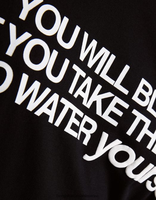 Bershka femei tricou cu maneca scurta cu imprimeu negru Z86D544 îmbrăcăminte