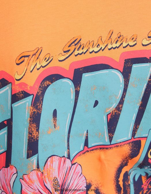 Bershka femei tricou cu maneca scurta cu imprimeu portocale Z86D327 îmbrăcăminte