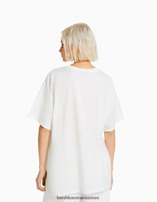 Bershka femei tricou cu maneca scurta cu imprimeu tupac aproape alb Z86D342 îmbrăcăminte