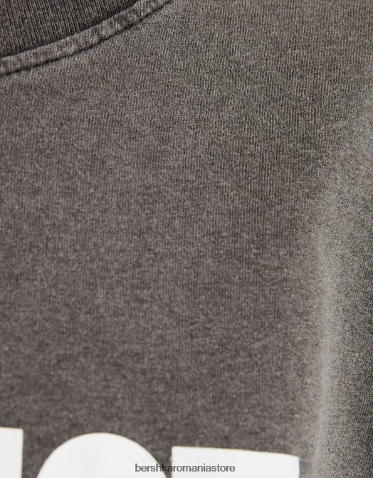 Bershka femei tricou cu maneca scurta cu imprimeu tupac gri Z86D555 îmbrăcăminte