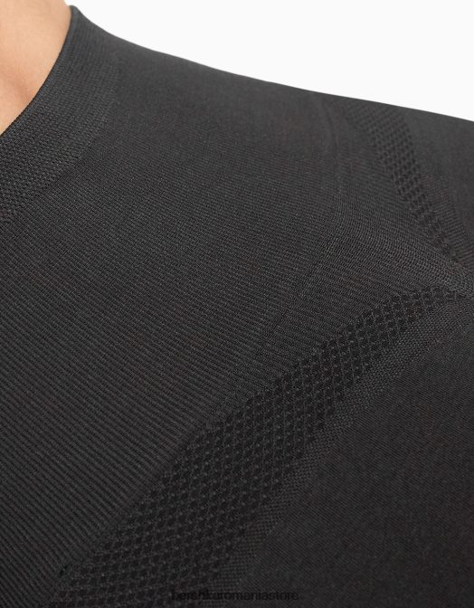 Bershka femei tricou decupat fără cusături, cu mânecă lungă, cu decolteu în V gri inchis Z86D370 îmbrăcăminte