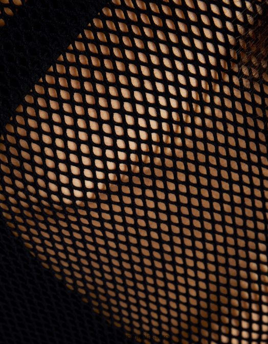 Bershka femei tricou din plasă cu mânecă lungă fără cusături negru Z86D527 îmbrăcăminte