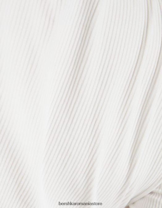 Bershka femei tricou fără cusături cu mânecă lungă, cu fermoar cremă Z86D534 îmbrăcăminte