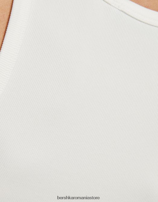 Bershka femei tricou fără mâneci cu spatele bijuterie alb Z86D525 îmbrăcăminte