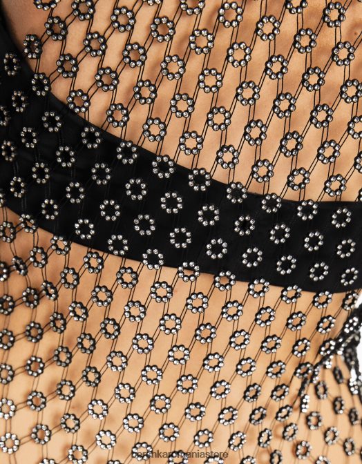 Bershka femei tricou fără mâneci cu strasuri negru Z86D463 îmbrăcăminte