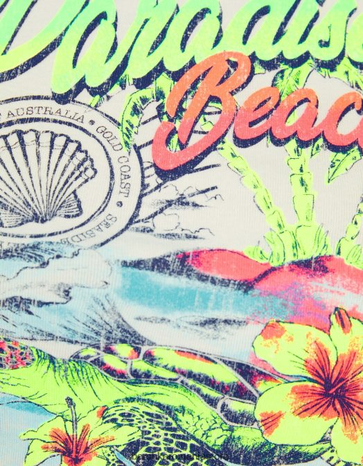 Bershka femei tricou fără mâneci imprimat cu nervuri cremă Z86D604 îmbrăcăminte