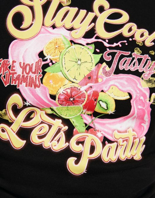 Bershka femei tricou fără mâneci imprimat cu părțile încrețite negru Z86D631 îmbrăcăminte