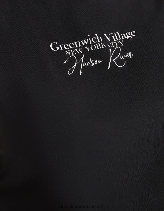 Bershka femei tricou fără mâneci imprimat gri inchis Z86D318 îmbrăcăminte