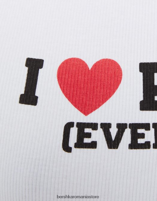 Bershka femei tricou imprimat cu maneci scurte raglan alb Z86D386 îmbrăcăminte