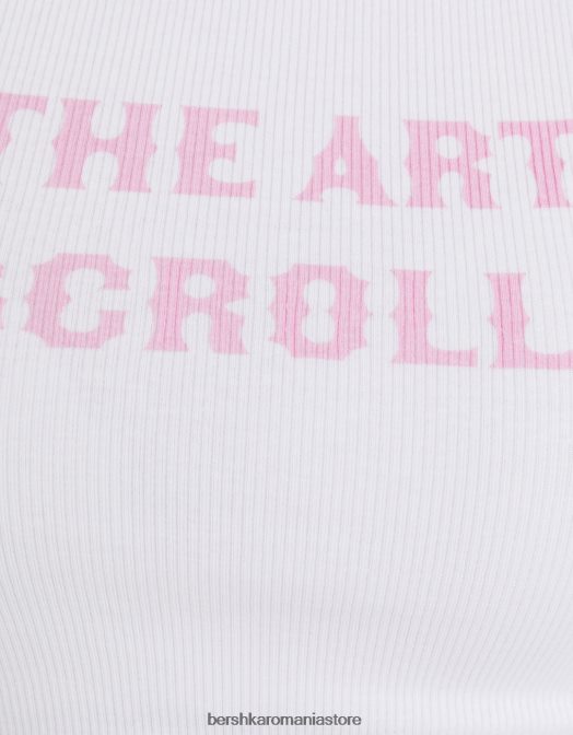 Bershka femei tricou imprimat cu maneci scurte raglan alb Z86D387 îmbrăcăminte