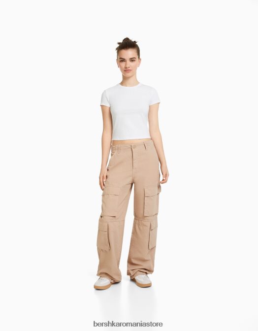 Bershka femei tricou mulat cu maneca scurta alb Z86D617 îmbrăcăminte