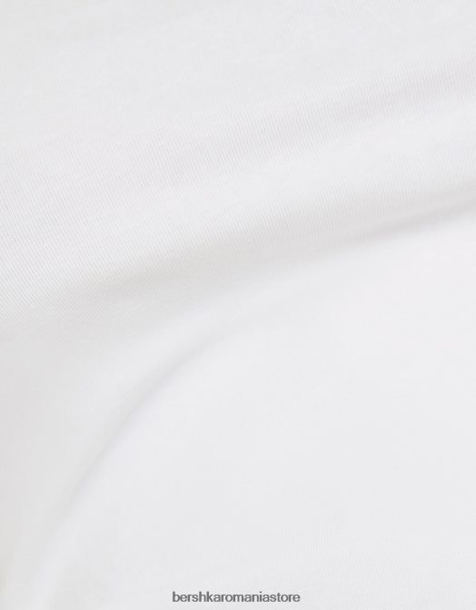 Bershka femei tricou mulat cu maneca scurta alb Z86D617 îmbrăcăminte
