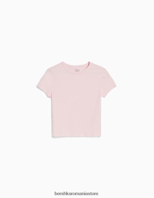 Bershka femei tricou mulat cu maneca scurta roz Z86D618 îmbrăcăminte