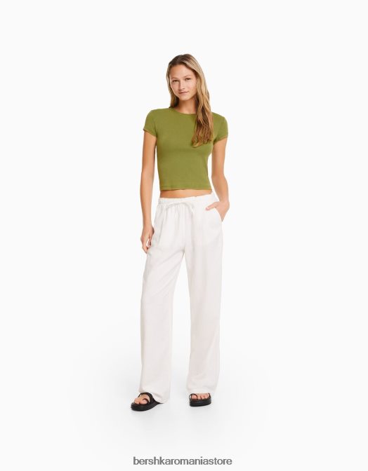 Bershka femei tricou mulat cu maneca scurta verde Z86D479 îmbrăcăminte