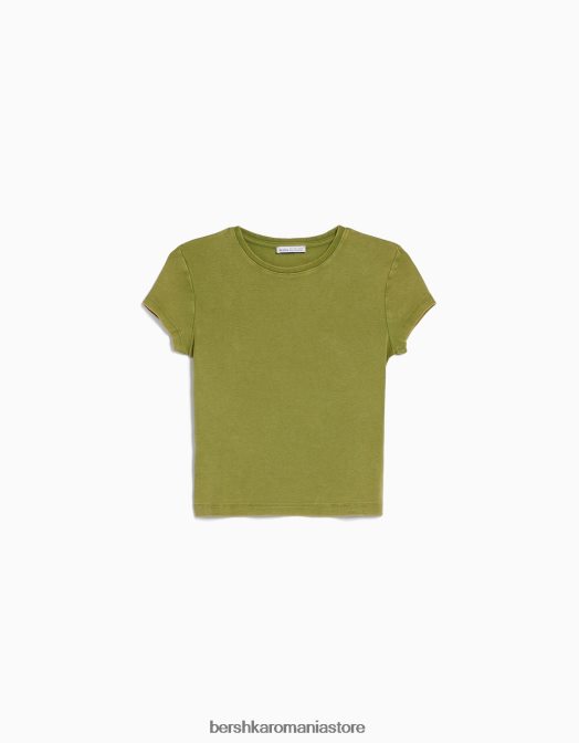 Bershka femei tricou mulat cu maneca scurta verde Z86D479 îmbrăcăminte