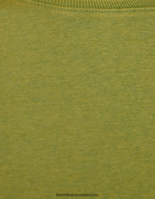 Bershka femei tricou mulat cu maneca scurta verde Z86D479 îmbrăcăminte