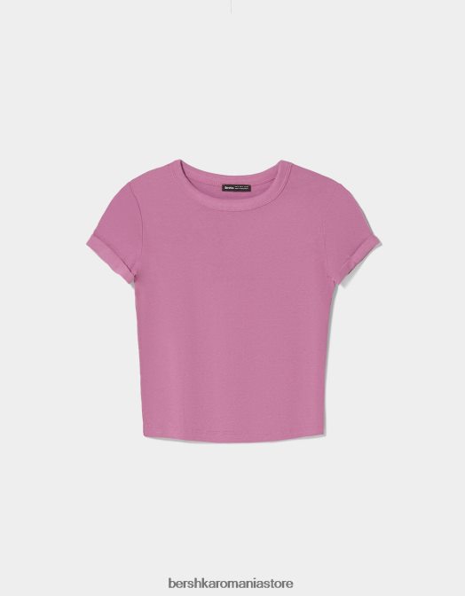Bershka femei tricou mulat cu maneca scurta violet Z86D521 îmbrăcăminte