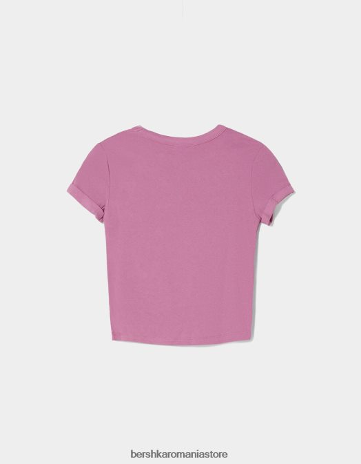 Bershka femei tricou mulat cu maneca scurta violet Z86D521 îmbrăcăminte