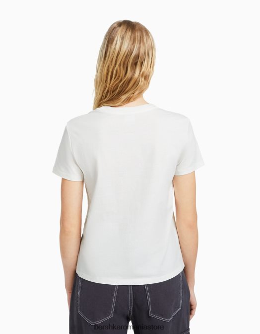 Bershka femei tricou obișnuit cu imprimeu grafic aproape alb Z86D503 îmbrăcăminte