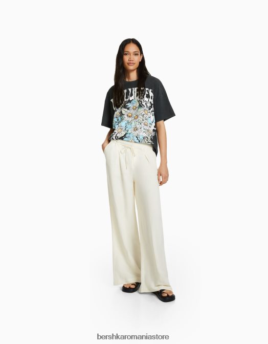 Bershka femei tricou oversize imprimat cu maneca scurta gri Z86D430 îmbrăcăminte