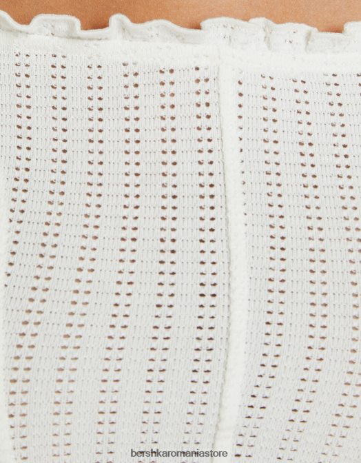 Bershka femei tricou rustic cu maneca lunga cremă Z86D512 îmbrăcăminte