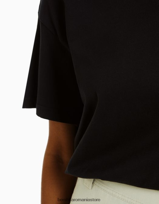 Bershka femei tricou supradimensionat cu maneca scurta negru Z86D324 îmbrăcăminte