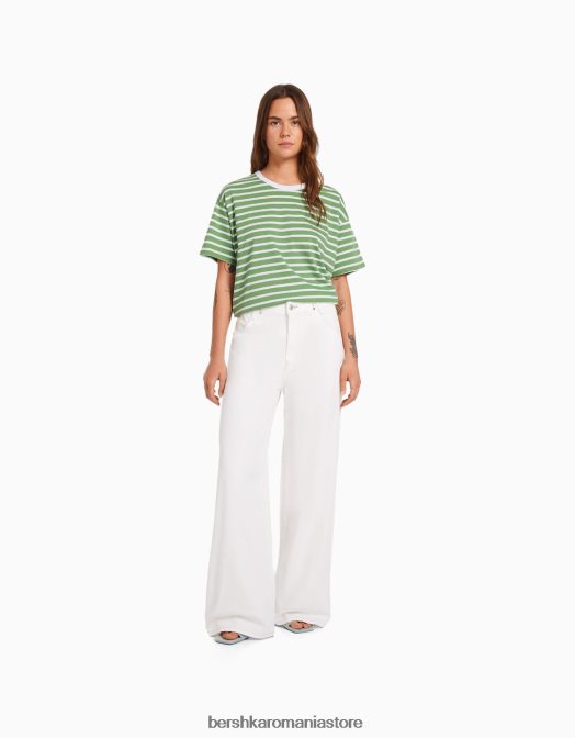 Bershka femei tricou supradimensionat cu maneca scurta verde Z86D321 îmbrăcăminte