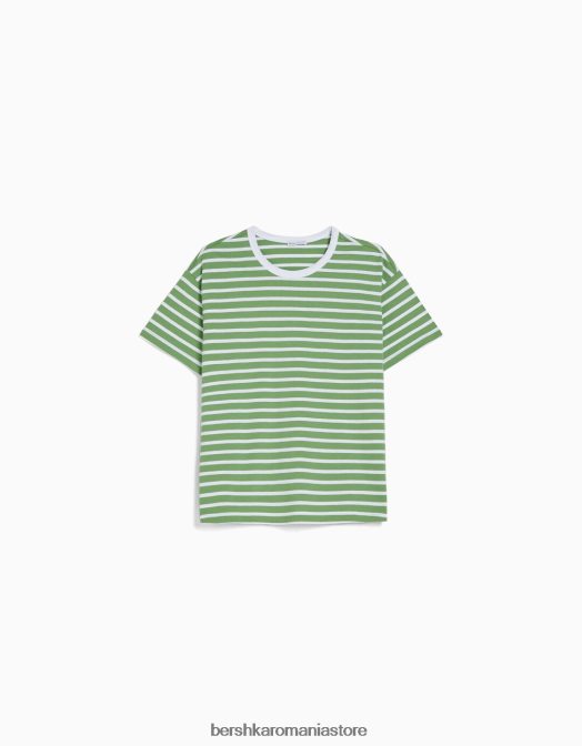 Bershka femei tricou supradimensionat cu maneca scurta verde Z86D321 îmbrăcăminte