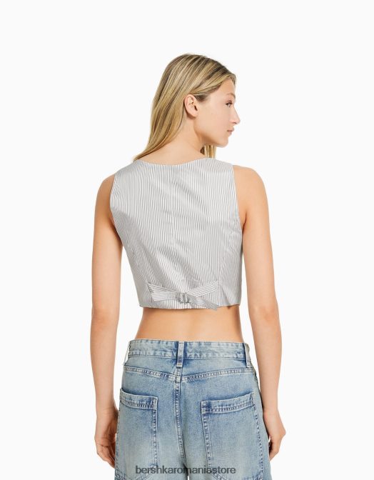 Bershka femei body cu vestă croită gri Z86D1182 îmbrăcăminte