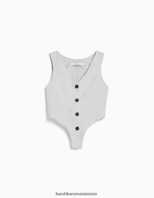 Bershka femei body cu vestă croită gri Z86D1182 îmbrăcăminte