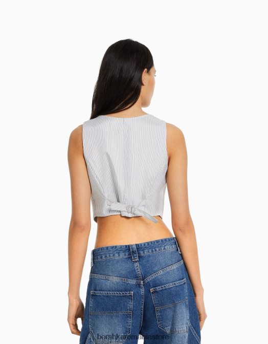 Bershka femei body cu vestă croită gri Z86D1198 îmbrăcăminte
