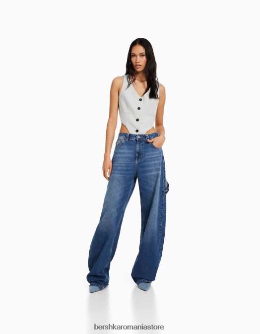 Bershka femei body cu vestă croită gri Z86D1198 îmbrăcăminte