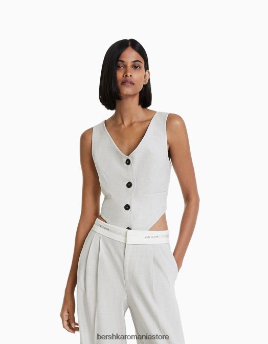 Bershka femei body cu vestă croită gri Z86D863 îmbrăcăminte
