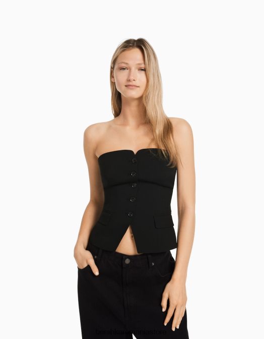 Bershka femei vestă croită cu umerii expuși negru Z86D671 îmbrăcăminte