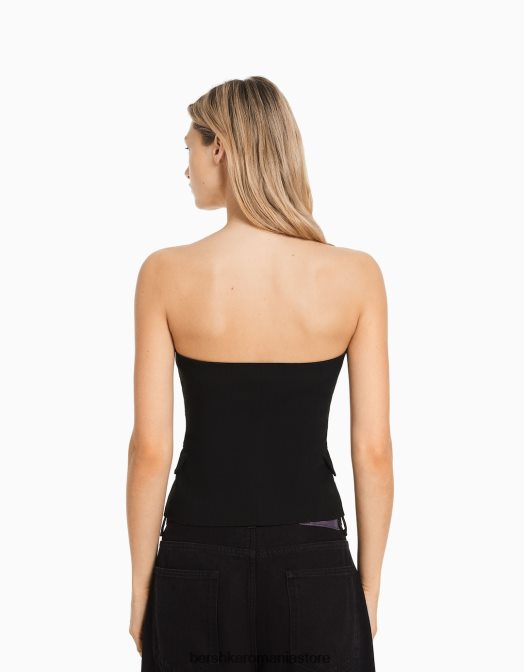 Bershka femei vestă croită cu umerii expuși negru Z86D671 îmbrăcăminte