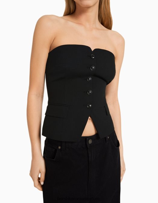 Bershka femei vestă croită cu umerii expuși negru Z86D671 îmbrăcăminte