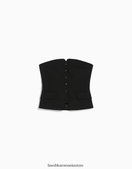 Bershka femei vestă croită cu umerii expuși negru Z86D671 îmbrăcăminte