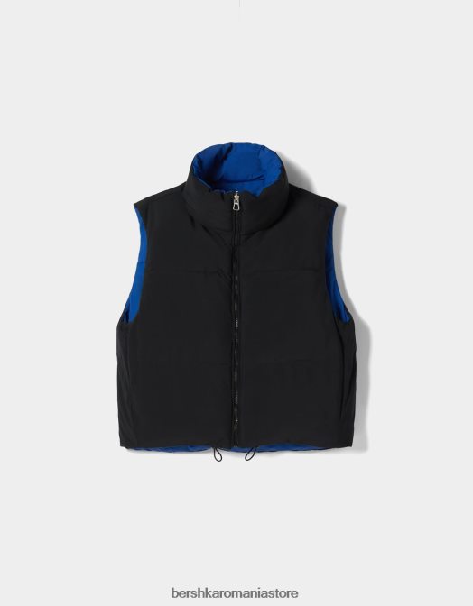 Bershka femei vestă decupată reversibilă albastru Z86D1157 îmbrăcăminte
