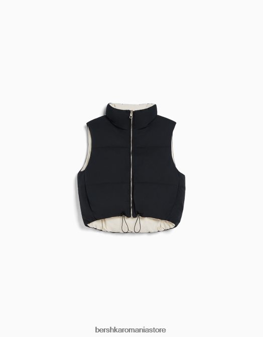 Bershka femei vestă decupată reversibilă negru Z86D1156 îmbrăcăminte