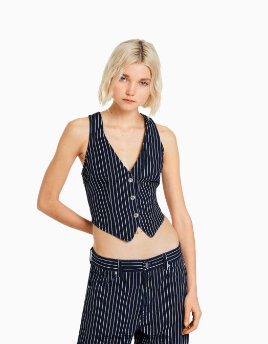 Bershka femei vestă din denim cu dungi alte Z86D864 îmbrăcăminte