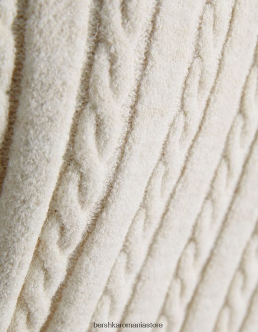 Bershka femei vestă din tricot cu decolteu în V cremă Z86D1052 îmbrăcăminte