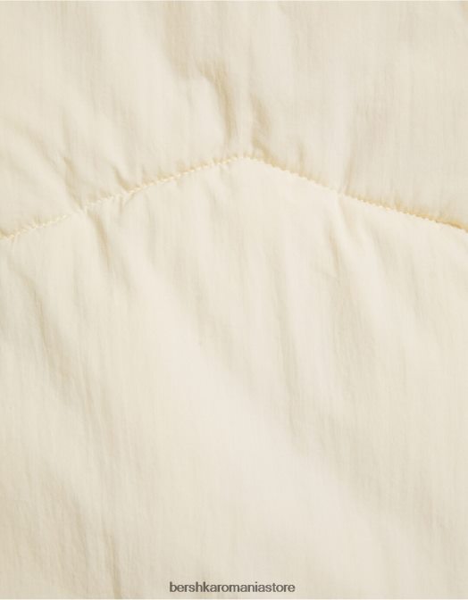 Bershka femei vestă supradimensionată din nailon cu glugă cremă Z86D1151 îmbrăcăminte