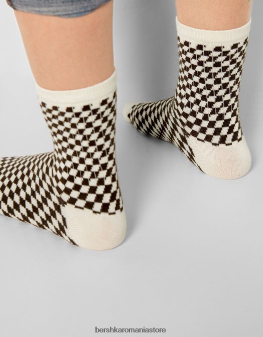 Bershka unisex Pachet de 3 șosete retro maro Z86D4230 accesorii