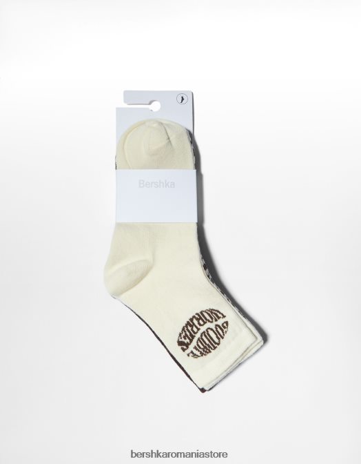 Bershka unisex Pachet de 3 șosete retro maro Z86D4230 accesorii