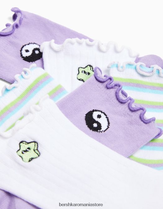 Bershka unisex pachet de 3 perechi de șosete brodate verde Z86D4229 accesorii