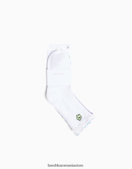 Bershka unisex pachet de 3 perechi de șosete brodate verde Z86D4229 accesorii