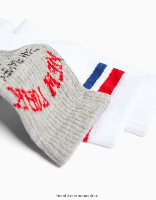 Bershka unisex set de 3 ciorapi de varsity gri Z86D4199 accesorii