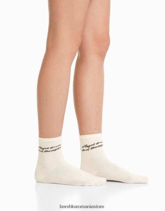Bershka unisex set de 3 ciorapi imprimati cremă Z86D4200 accesorii