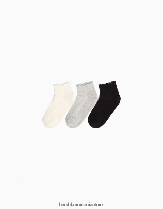 Bershka unisex set de 3 ciorapi la glezna negru Z86D4208 accesorii